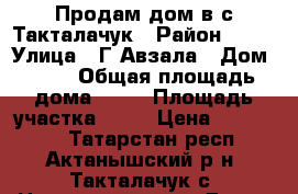 Продам дом в с.Такталачук › Район ­ 16 › Улица ­ Г.Авзала › Дом ­ 58 › Общая площадь дома ­ 30 › Площадь участка ­ 30 › Цена ­ 250 000 - Татарстан респ., Актанышский р-н, Такталачук с. Недвижимость » Дома, коттеджи, дачи продажа   